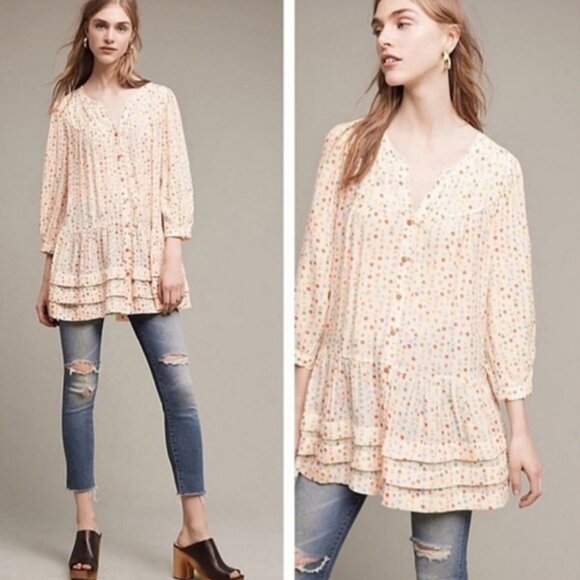 Maeve Paccia Geometric Shapes Button Ruffle Tunic - Picture 10 of 10